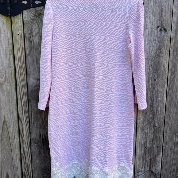 MING WANG Pink Sheath Floral Lace Hem 3/4 Split Sleeve Dress Women’s XS NWT NEW - Picture 13 of 15